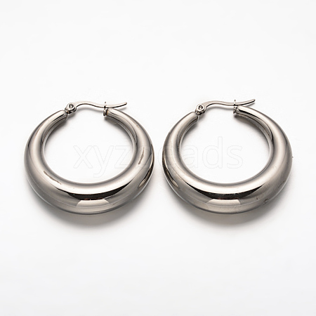 Ring 304 Stainless Steel Hoop Earrings X-EJEW-O032-02P-1