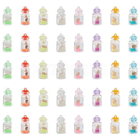 CHGCRAFT 40Pcs 8 Colors Transparent & Luminous Plastic Pendants KY-CA0001-50-1