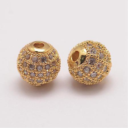 Brass Micro Pave Cubic Zirconia Beads ZIRC-E110-05G-1