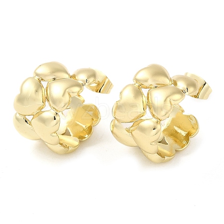 Brass Heart Stud Earrings EJEW-M228-03G-1