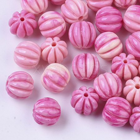 Synthetic Coral Corrugated Melon Beads CORA-R017-27-B06-1