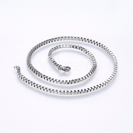 Non-Tarnish 304 Stainless Steel Box Chain Necklaces NJEW-F226-05P-02-1