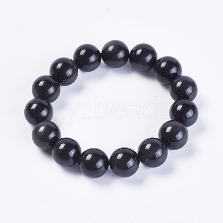 Natural Rainbow Obsidian Stretch Bracelets BJEW-F315-14mm-1