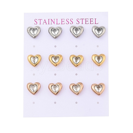 Ion Plating(IP) 304 Stainless Steel Heart Stud Earrings EJEW-C099-13M-02-1