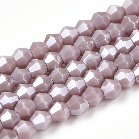 Opaque Solid Color Electroplate Glass Beads Strands EGLA-A039-P2mm-A13-1