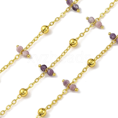 Handmade Faceted Natural Amethyst Beaded Chains CHC-L050-02G-12-1