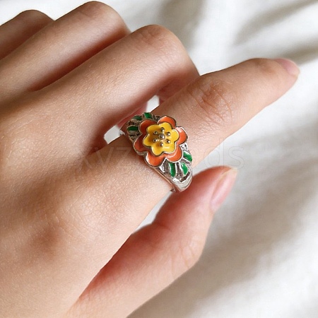 Adjustable Alloy Enamel Finger Rings for Women WGFF340-01-1