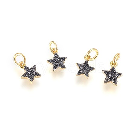 Brass Micro Pave Cubic Zirconia Charms ZIRC-G150-15A-1