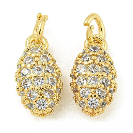 Rack Plating Brass Micro Pave Clear Cubic Zirconia Charms KK-Z067-23G-06-1