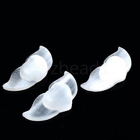 Heart with Wing Natural Selenite Figurines DJEW-PW0021-23-1