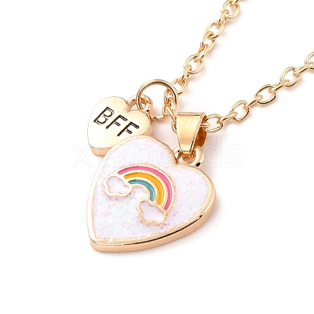 BFF/Best Friends Forever Alloy Pendant Necklaces NJEW-K124-01G-02-1