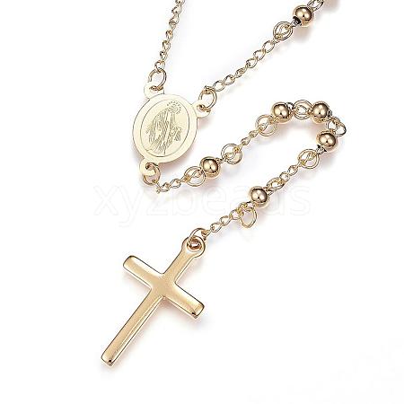 304 Stainless Steel Rosary Bead Necklaces NJEW-D285-42G-1