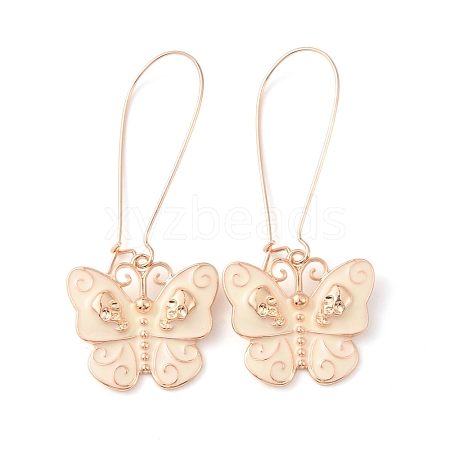 Enamel Butterfly with Skull Hoop Earrings EJEW-WH0017-43KCG-A-1