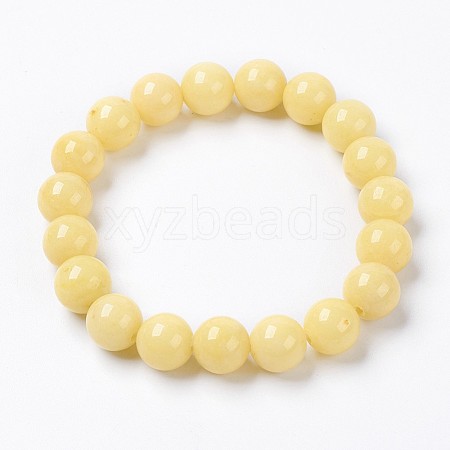 Natural Mashan Jade Beaded Stretch Bracelet BJEW-P207-01-8mm-1