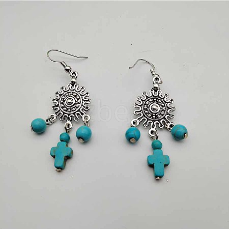 Bohemian Tassel Synthetic Turquoise & Alloy Dangle Earrings for Women RC4749-2-1