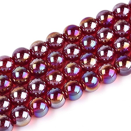 Electroplate Transparent Glass Beads Strands GLAA-T032-T8mm-AB20-1