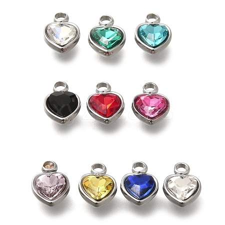 304 Stainless Steel with Rhinestone Pendants STAS-Q346-01P-1