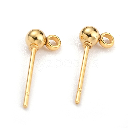 304 Stainless Steel Ball Post Stud Earring Findings STAS-Z035-01G-E-1