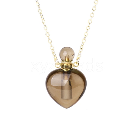 Natural Smoky Quartz Perfume Bottle Pendant Necklace PW-WG2A891-02-1