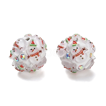 Christmas Theme Polymer Clay Rhinestone Beads with Resin X-RESI-Z045-01D-1