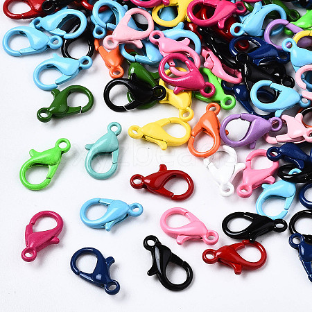 40Pcs Spray Painted Eco-Friendly Alloy Lobster Claw Clasps PALLOY-YW0001-24-NR-1