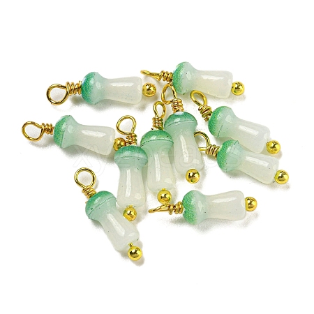 Mushroom Glass Charms KK-C046-02A-1