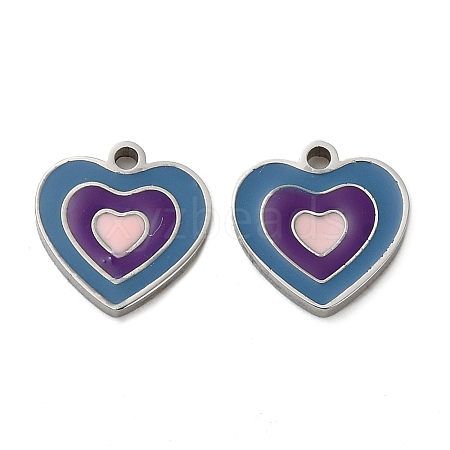 304 Stainless Steel Enamel Charms STAS-D018-06P-1
