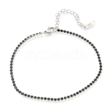 304 Stainless Steel Rhinestone Cup Chain Bracelets AJEW-B004-01A-1