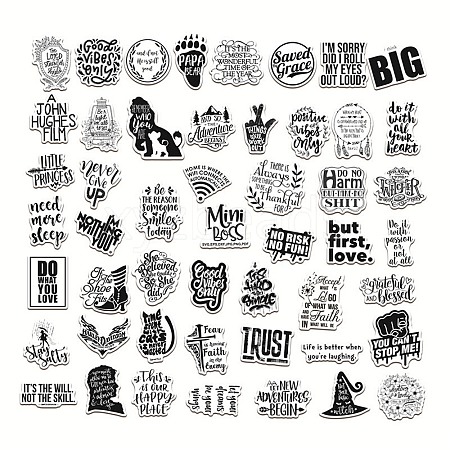 50Pcs Inspirational Theme Paper Cartoon English Word Stickers Set DIY-I109-04-1