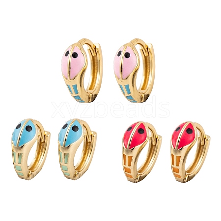 Snake Brass Enamel Hoop Earrings for Women EJEW-E309-01G-1