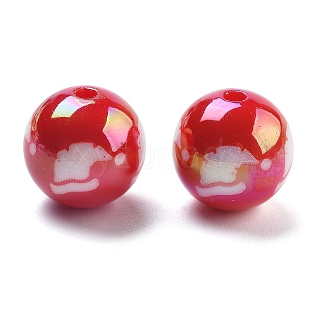 Christmas Theme Plating Acrylic Beads OACR-M022-08B-1