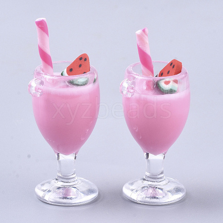Imitation Juice Goblet Pendants(Straw Shape Color Random Delivery) X-CRES-S359-17C-1