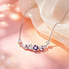 Brass Pave Purple Cubic Zirconia Flower Pendant Necklaces for Women WGF8B23-01-3