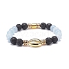 5Pcs 5 Style Natural Lava Rock & Natural Quartz & Synthetic Hematite Stretch Bracelets Set BJEW-JB08739-9