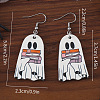 Ghost with Book Wood Dangle Earrings FS-WG49A46-01-4