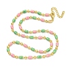 Brass Enamel Column Link Chain Necklaces NJEW-H039-08G-03-2