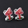 Acrylic Cartoon Mushroom Stud Earrings with Platic Pins for Women EJEW-F293-03E-3