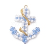 Glass Seed Beaded Boat Anchor Pendants PALLOY-MZ00534-02-1