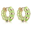 Enamel Striped Thick Hoop Earrings JE1110D-1