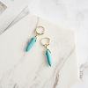 Natural Turquoise Beaded Hoop Earrings EJEW-L294-004G-2