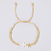 Brass Round Bead Braided Bead Bracelets LS-VB3830-11-1