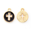 Light Gold Plated Alloy Enamel Pendants ENAM-R136-18E-2