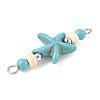 10Pcs 2 Colors Dyed Synthetic Turquoise Starfish Rondelle Round Beaded Connector Charms PALLOY-JF04015-6