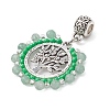 Faceted Round Natural Green Aventurine & Glass Seed Beads European Dangle Charms PALLOY-MZ00275-01-3