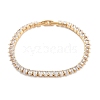 Brass Pave Clear Cubic Zirconia Teardrop Link Bracelets BJEW-YWC0002-08G-1