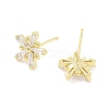 Brass Micro Pave Clear Cubic Zirconia Stud Earrings for Women EJEW-S217-E04-2