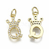 Brass Micro Pave Clear Cubic Zirconia Pendants KK-T013-07Q-NF-1