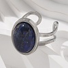 Oval Natural Lapis Lazuli Finger Rings RJEW-M062-02P-01-6