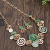 Round Spiral Hollow Out Alloy Enamel Pendant Necklaces & Dangle Earrings Sets WGCCFFB-05-1