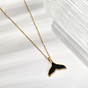 Ion Plating(IP) 304 Stainless Steel & Plastic Whale Tail Pendant Cable Chain Necklaces for Women NJEW-P320-11G-01-3